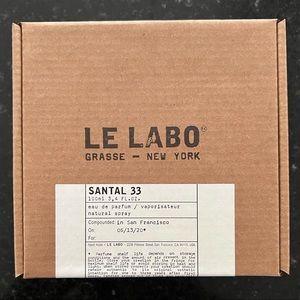 LE LABO SANTAL 33 100 ML PERFUME COLOGNE SPRAY - BRAND NEW - NEVER OPENED